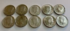 90% & 40% Silver Kennedy Half Dollars Lot of 10 Coins (includes 2 1964 dates)
