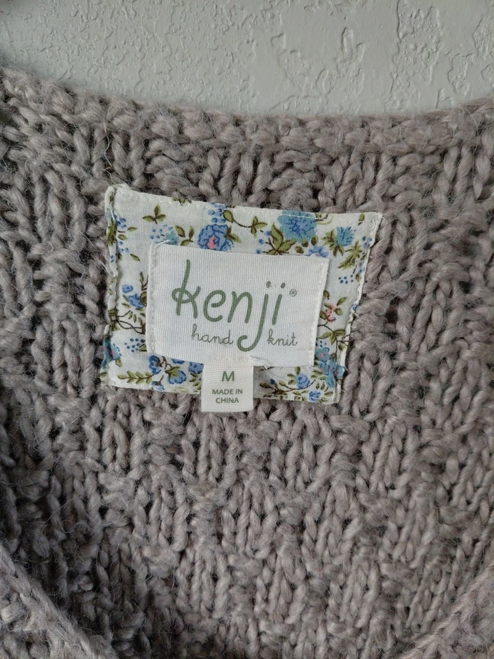 Suéter Kenji tejido a mano para mujer talla mediana ceñida lazo cintura lana alpaca bobbles Foto 2 de 4