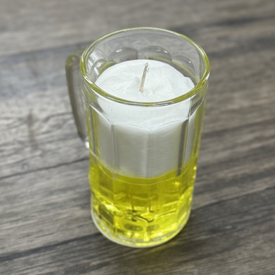 Scented Candle Lemon Yellow/White in Glass Pitcher with Handle, Single Wick 110g 20h