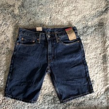 Levi's 405 Men's Dark Wash Blue Denim Cutoff Shorts 5-Pocket Button Logo