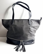 Borsa a tracolla David Jones Paris grigia nera ecopelle grande zip