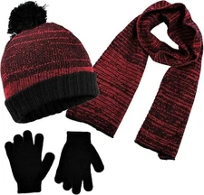 Boys 3 Item Polarwear Winter Kid-Set: Hat, scarf & Glove (Style: Red262)