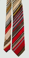 Leonard Paris Silk Necktie red Diagonal Stripe 3 1/4" X 56" Tiny flaw