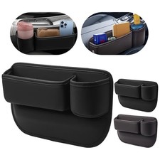 Car Leather Cup Holder Gap Bag 2-Piece Car Seat Gap Filler with classic black