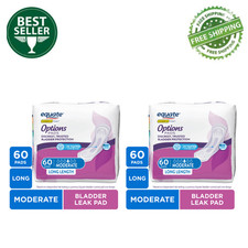 2-Pack Equate Options Womens Incontinence Pads, Moderate Absorbency, Long, 60 Ct