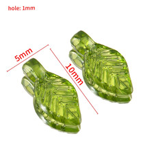 50Pcs Acrylic Green Leave Pendants Plastic Leaf Loose Beads for Earrings Bracele
