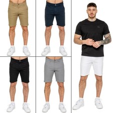 Mens Plain Shorts Enzo Casual Cotton Stretch Summer Slim Fit Half Pants