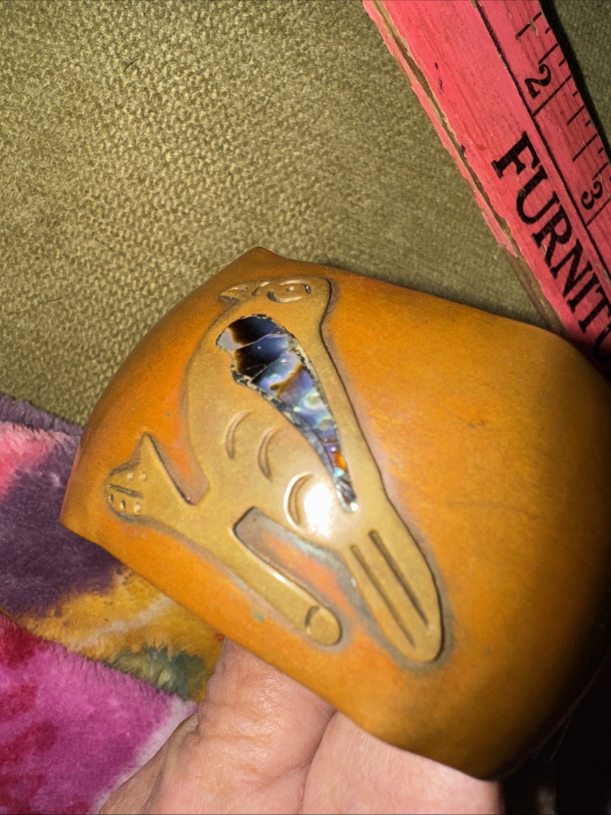 VTG Native American  Wide Solid Copper Cuff Brace… - image 17