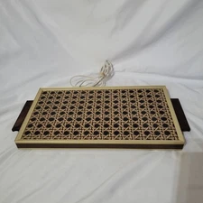 Vintage CORNWALL ELECTRIC TRAY - Model 1106 - Brown & Tan Pattern, Handle, WORKS