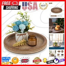 Decorative Serving Tray Round: Brown Beaded Trays for Coffee Table Rustic Woo...