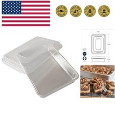 Natural Aluminum Commercial Cake Pan with Lid, Rectangle Pan with Lid Silver,...