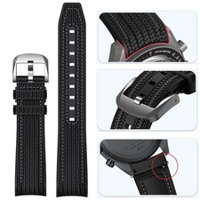 Silicone Rubber Watchband Curved End Weave Quick Release Strap Men Women 20mm