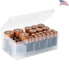 High-Impact Battery Organizer Case - Neatly Stores 12 AAA, AA, C, D Batteries