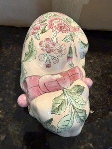 Vintage Chinese Porcelain Famille Rose Sleeping Cat Sculpture - 9.5"