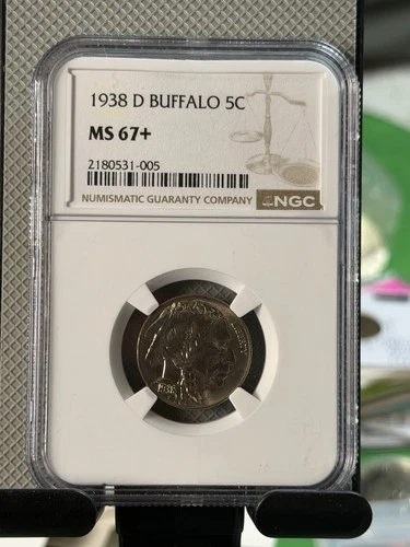 1938-D BUFFALO NICKEL. NGC CERTIFIED MS67+.  NGC PG $700