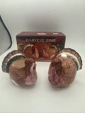VTG Harvest Time Ceramic Turkey  Lidded Sugar Bowl And Creamer handpainted