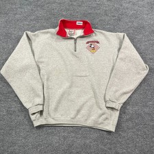 Vintage 90s Disney Mickey-Mouse 1/4 Zip Pullover Swearshirt XL 23x24 Gray
