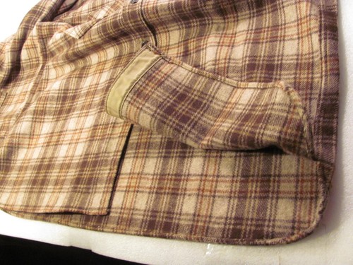 Woolrich Flannel Shirt Mens XL Brown Plaid Wool Vtg 60s Thick Retro Made USA - Picture 13 of 19