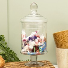 Tall Glass Storage Jar Pedestal Base Lidded Sweets Biscuit Food Kitchen Display