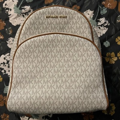Michael Kors Abbey Medium Logo and Pebbled Leather Backpack
