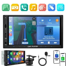 Double 2 Din Car Stereo Radio For Apple/Android CarPlay 7" Touch MP5 Bluetooth