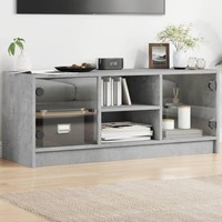 Tv-Schrank Mit Glast?Ren Betongrau 102X37X42 Cm