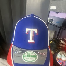 New Era 39THIRTY Texas Rangers Child-Youth Baseball Cap Blue Red Stretch Fit