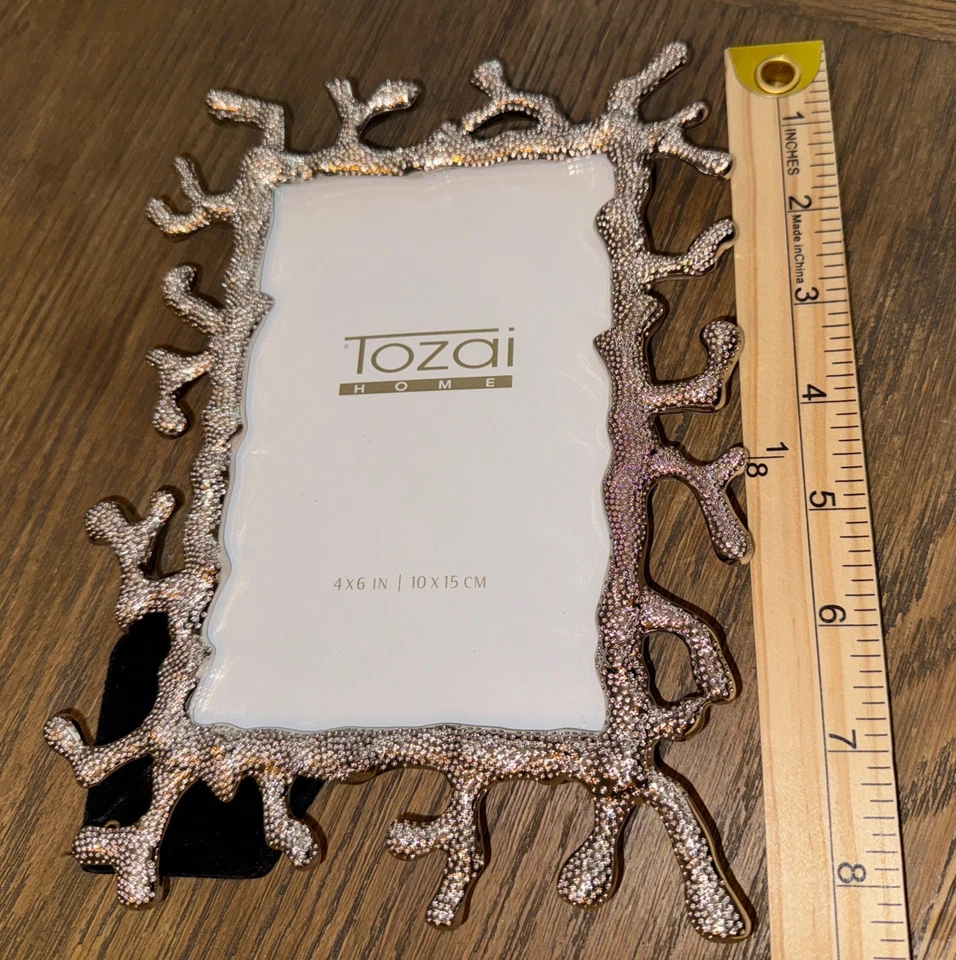 Tozai Home Náutico Libre de Pie O Colgar - 4x6 Plata Coral Marco Detallado Pesado Foto 4 de 4