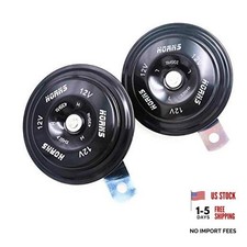 Car Electric Horn 118DB 12V Super Loud High and Low Tone Metal Twin Horn black