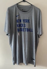 New York Knicks Nike NBA Authentics Dri-Fit Short Sleeve Shirt Men's Gray Sz XL
