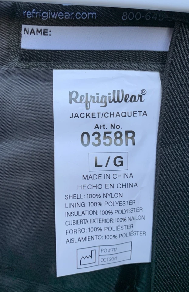 RefrigiWear Iron-Tuff Siberian Parka L 极冷天气工作服,-50°F 全新带标签 — 第 2/4 张图片