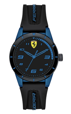 Ferrari 860007 Kids Redrev Black/Blue Silicone Strap Watch, 34mm