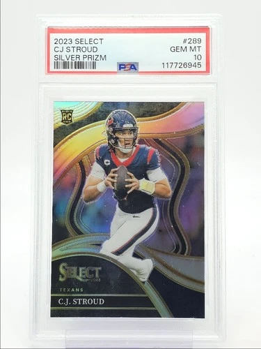 C.J. STROUD 2023 SELECT CLUB LEVEL ROOKIE SILVER PRIZM RC PSA 10 Q0004