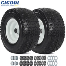 GICOOL 2Pk 13x6.50-6 Flat Free Tire & Wheel for Lawn Mower and Garden Tractor