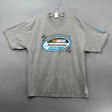 Hanes Mens T-Shirt Large Gray NASCAR Nationwide Series Inaugural Season 2008 Tee