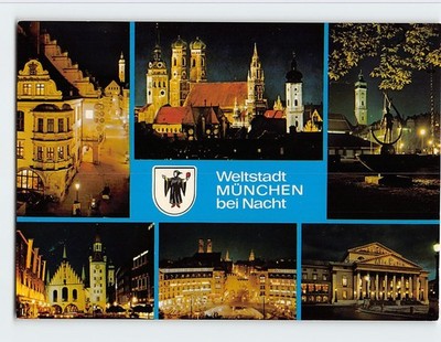 Postcard Weltstadt Munich bei Nacht Munich Germany