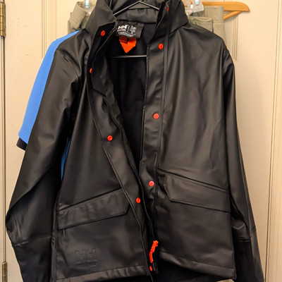 Helly Hansen Unisex Black Hooded Waterproof Rain Jacket Workwear Size S/P