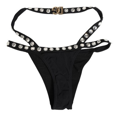 DOLCE & GABBANA Bikinihose Bademode schwarz Kristallverzierung IT3/M 900usd