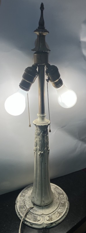Antique Miller Slag Table Lamp Cast Iron Base Must See