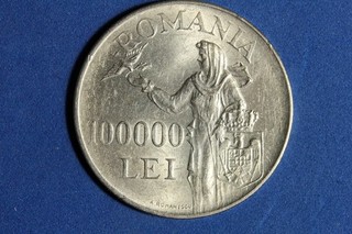 1946 Romania 100000 Lei Silver Coin #M27182