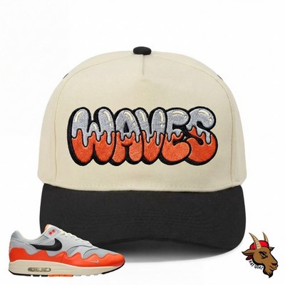 Nat/Black Waves Snapback Hat For Patta x Nike Air Max 1  Hyper Crimson 