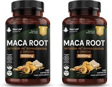 Maca Root Capsules with KSM Ashwagandha and Ginseng - 180 High Strength 6000mg M