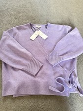 M&S V-Neck Relaxed Wrap Cardigan Size Medium UK 12-14 New Lilac Air Yarn