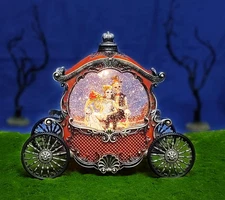 Midnight Manor Acrylic Water Globe Halloween Wedding Carriage LED Lighted Water 
