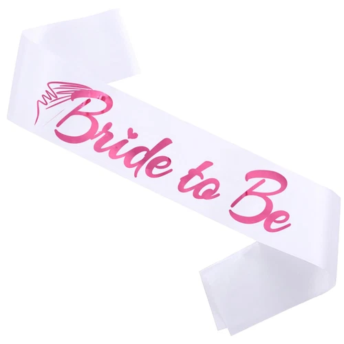 Bride to Be Sash White+Pink Funny Bachelor Wedding Party Bachelorette Supply
