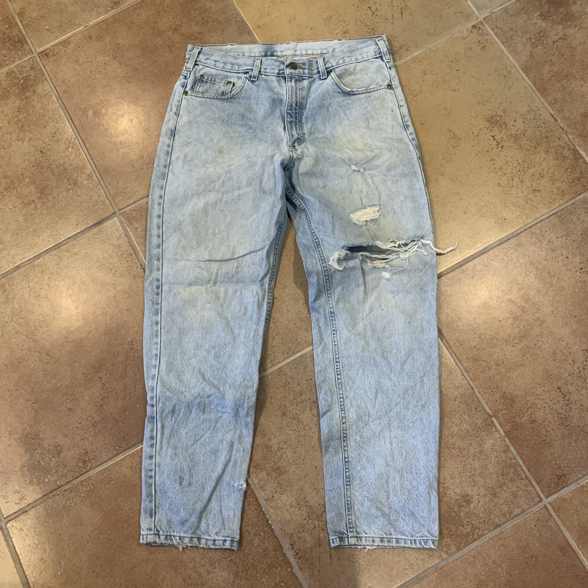Vintage Carhartt Distressed Painter Work Jeans Faded Denim Men's