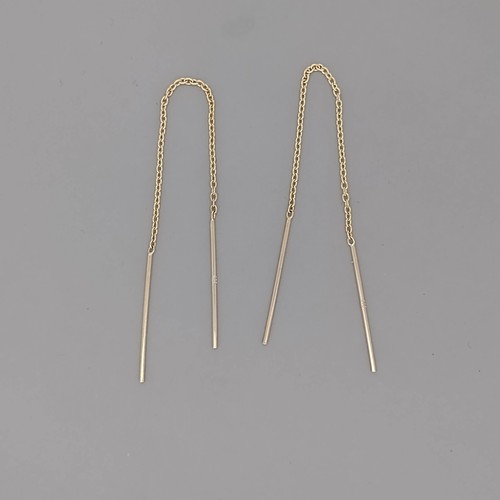NEW Genuine Solid Yellow 9ct 9k Gold Thread Ladies Earrings 95 mm Stamped 375 - Picture 11 of 18