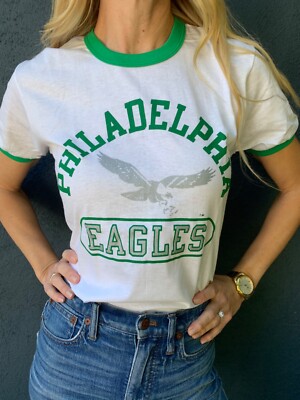 80s VINTAGE PHILADELPHIA EAGLES FOOTBALL RINGER T-SHIRT ADULT SZ