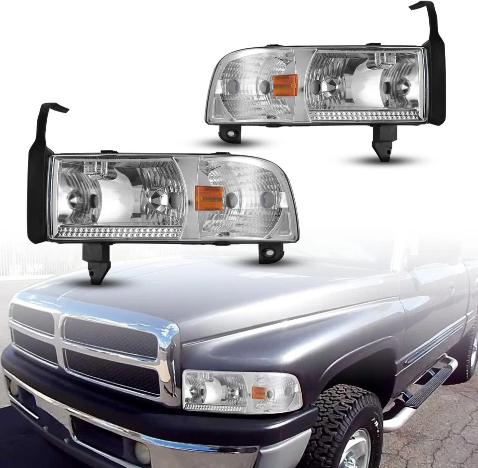 Faros faros delanteros aptos para Dodge Ram 2500 3500/1994-2001 1995-2001 Foto 2 de 4