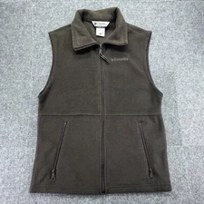 Columbia Cathedral Peak Fleece Vest Mens Small Green Sleeveless Full Zip